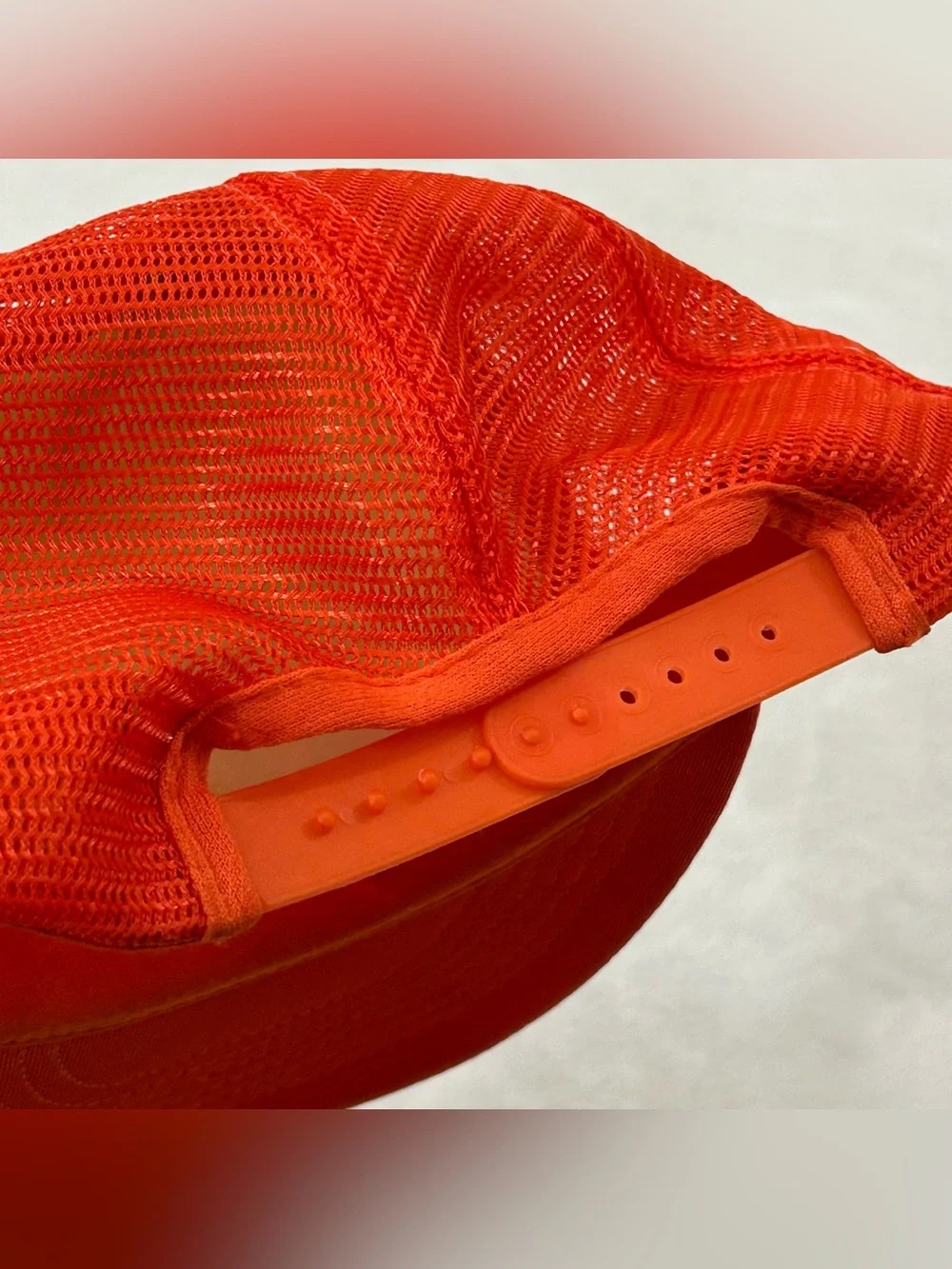 Vintage Capital 80s Rough Neck Cave Man Orange MeshBack SnapBack Trucker Hat Cap